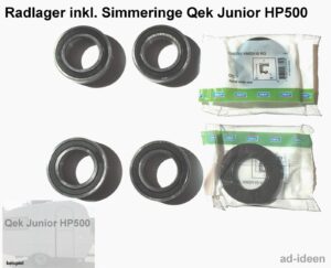 Radlager und Simmeringe für Qek Junior HP500, ideal für den Einsatz in mobilen Wasserversorgungslösungen und Campingbedarf. Hochwertige Ersatzteile für eine zuverlässige Leistung und Langlebigkeit.