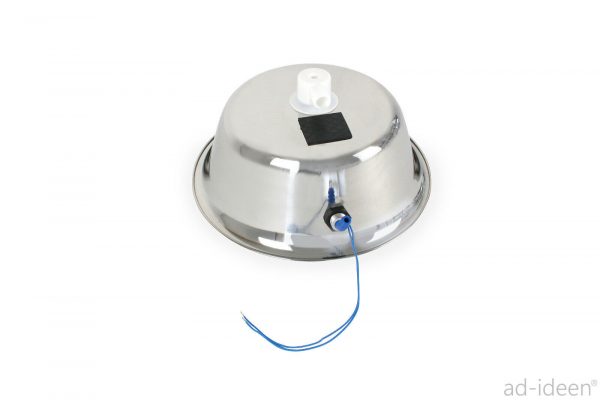 Edelstahl-Wassertank mit Anschluss für mobile Wasserversorgung, ideal für Camping, Bulli-Ausbau und Marktstände. Kompatibel mit Frisch- und Grauwasserkanistern, geeignet für den Einsatz mit Pumpen und Warmwasserheizungen.
