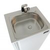 Mobiles Waschbecken mit Edelstahlbecken für Camping und Transporter, ideal für die mobile Wasserversorgung. Perfekt geeignet für Bulli-Ausbau, Marktstände und andere Anwendungen, mit Anschlussmöglichkeiten für Frischwasser- und Grauwasserkanister.