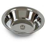 Edelstahl-Waschbecken für mobile Wasserversorgung, ideal für Camping und Transporter-Ausbau, rostfrei und langlebig, geeignet für Frischwasser- und Grauwasseranwendungen.