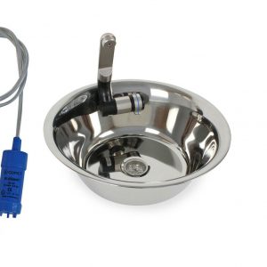 Edelstahl-Waschbecken mit integriertem Wasserhahn und Pumpe für mobile Wasserversorgung, ideal für Camping, Bulli-Umbauten und Marktstände. Perfekt für frisches Wasser und vielseitige Anwendungen im Freien.