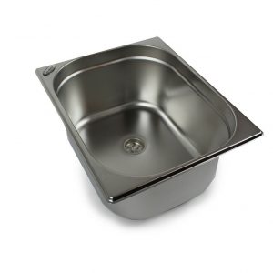 Edelstahl-Waschbecken für mobile Wasserversorgung, ideal für Campingbedarf und Fahrzeugausbau, geeignet für Frischwasser- und Grauwasserkanister, robust und langlebig, perfekte Lösung für Marktstände und Outdoor-Aktivitäten.