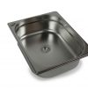 Edelstahl-Waschbecken für mobile Wasserversorgung, ideal für Camper, Bullis und Marktstände. Robust und funktional, geeignet für Frisch- und Grauwasseranwendungen. Perfekt für den Outdoor-Einsatz und ausgestattet mit einem Abfluss.