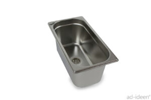 Edelstahl-Waschbecken für mobile Wasserversorgung, ideal für Camping und den Ausbau von Bullis oder Transportern. Perfekt geeignet für frisches Wasser und graue Wasserentsorgung, ergänzt durch passende Pumpen und Zubehör.