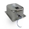 Edelstahl-Wassertank für mobile Wasserversorgung im Campingbereich, geeignet für den Einbau in Bullis oder Transporter, inklusive Anschlussmöglichkeiten für Pumpen und Heizsysteme. Ideal für frisches Wasser und Abwasserlösungen.