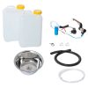 Mobile Wasserversorgung für Camping: Set mit zwei Wasserkanistern, Edelstahlwaschbecken, Pumpe, Schlauch und Zubehör für den einfachen Aufbau in Transportern oder Marktständen. Ideal für frisches und graues Wasser, auch mit Warmwasseroption.