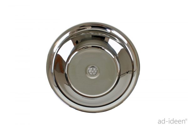 Edelstahl Waschbecken für mobile Wasserversorgung, ideal für Camping und Fahrzeugumbauten, mit integriertem Abfluss für graues Wasser, langlebig und pflegeleicht.
