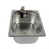 Edelstahl-Waschbecken mit Wasserhahn für mobile Wasserversorgung, ideal für Campingbedarf und den Ausbau von Bullis oder Transportern. Perfekt für den Einsatz an Marktständen oder in anderen Situationen, die fließendes Wasser erfordern.