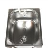 Edelstahl-Waschbecken für mobile Wasserversorgung, ideal für Camping und Transporter-Ausbau. Ausgestattet mit Ablauf und Wasserhahn, perfekt für Frischwasser- und Grauwasserkanister. Ideal für Marktstände und mobile Lösungen.