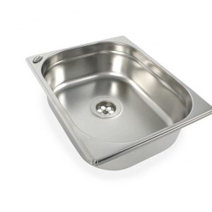 Edelstahl Waschbecken für mobile Wasserversorgung, ideal für Campingbedarf und den Ausbau von Bullis oder Transportern, bietet eine praktische Lösung für frisches Wasser und Abwasserentsorgung unterwegs.