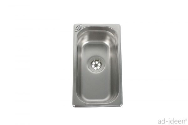 Edelstahl-Waschbecken für mobile Wasserversorgung, ideal für Campingbedarf und den Ausbau von Bullis oder Transportern. Perfekt für Frisch- und Grauwasseranwendungen, geeignet für den Einsatz mit Pumpen und Heizsystemen.