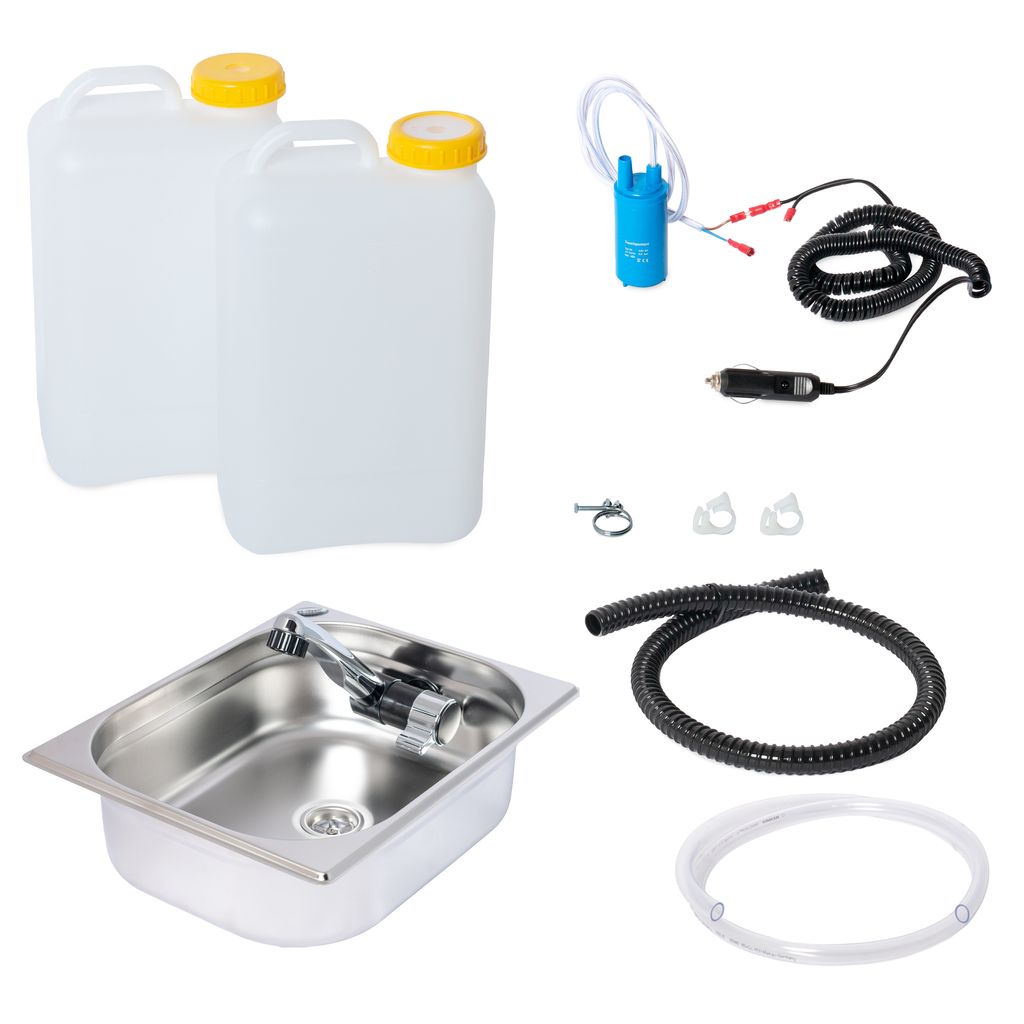 12V Camping Spüle Bausatz Waschbecken Spülbecken 325x265x100mm Integriert 19 Liter T4 T5 T6